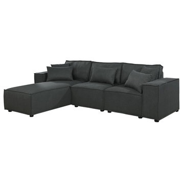 Harvey Reversible Sectional Sofa Chaise, Dark Gray