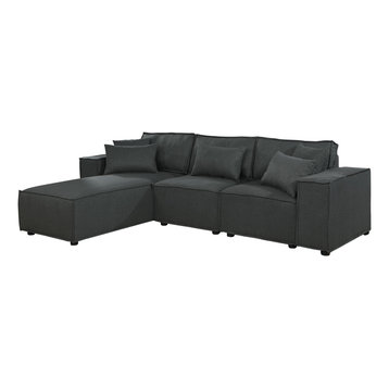 Harvey Reversible Sectional Sofa Chaise, Dark Gray