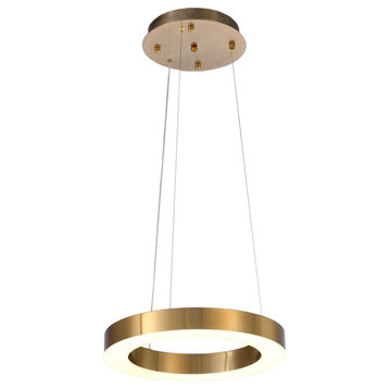 19.69" Gold Metal LED Chandelier With White Diffuser