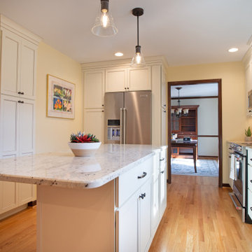 White Kitchen with highlight and large Island