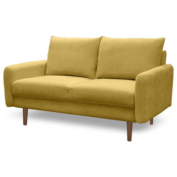 Pemberly Row 58" Round Arm Fabric Standard Loveseat in Goldenrod