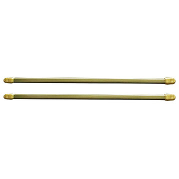 Set of 2 Adjustable Flat Sash Rod, Gold Plated, 16" to 24"