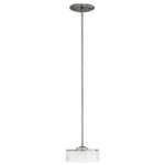 HInkley - Meridian One Light Pendant - Meridian features minimal transitional styling with clean lines  soft curves and low-profile faceted 1/2" thick glass. This stem hung simplistic design will add a crisp focal point to any decor.