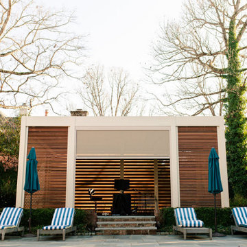 Residential: Custom Pergola Protection For Home Golf Simulation Clubhouse
