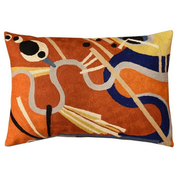 Lumbar Intuitive Flow II Kandinsky Decorative Pillow Cover Wool Handmade 13x21"