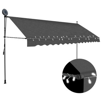 vidaXL Manual Retractable Awning With LED 157.5" Anthracite