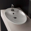Oval-Shaped White Ceramic Vessel Sink, One Hole