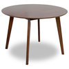 Piper Mid Century Modern Style Solid Wood Walnut 43" Round Dining Table