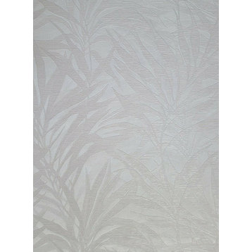 Floral Ivory off White cream palm tree leaves branches wallpaper, 21 Inc X 33 Ft