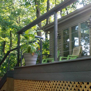 Outdoor deck with custom welded handrail