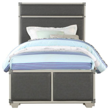 Twin Bed, Gray PU/Gray