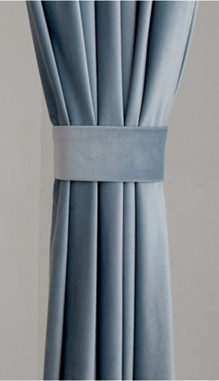 Luxury Velvet Curtain Panels, Gray Blue Willow, Set of 2, Rod Pocket 50"x120"