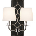 Robert Abbey - Robert Abbey S1035 Williamsburg Lightfoot - Two Light Wall Sconce - Designer: Williamsburg  Cord CoWilliamsburg Lightfo Blacksmith Black Lea *UL Approved: YES Energy Star Qualified: n/a ADA Certified: n/a  *Number of Lights: Lamp: 2-*Wattage:60w B Candelabra Base bulb(s) *Bulb Included:No *Bulb Type:B Candelabra Base *Finish Type:Blacksmith Black Leather/Polished Nickel