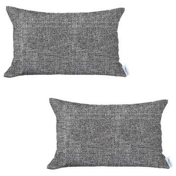 Set of 2 Ivory Solid Lumbar Pillow Covers