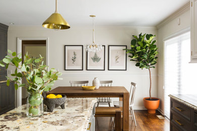 Beach style dining room photo in New York