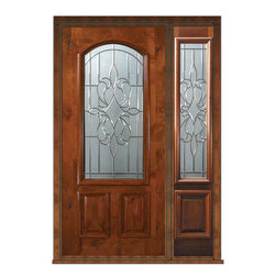 Prehung Sidelite Door 80 Wood Alder New Orleans Arch Lite Glass - Front Doors