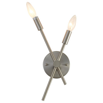 Pipe Wall Sconce, Shiny Nickel