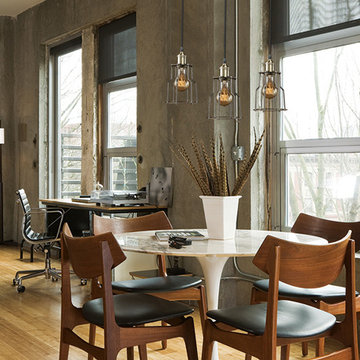 Dining Area with Antique Light Bulbs