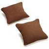 18" Double-Corded Solid Microsuede Square Throw Pillows, Set of 2, Chocolate