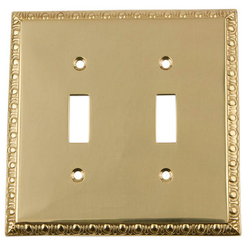 NW Egg & Dart Switch Plate With Double Toggle, Polished Brass