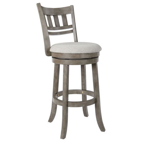 Swivel Stool 30" With Slatted Back, Antique Gray