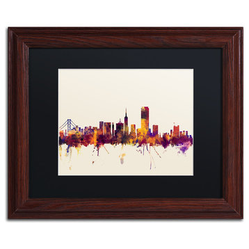 "San Francisco City Skyline IV" Matted Framed Canvas Art by Michael Tompsett