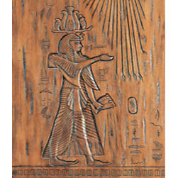 Egyptian Style Hand Carved Single Door, Left, in Solid Mahogany - Front Doors