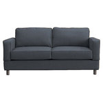 Small Space Seating - Raleigh Quick Assembly Two Seat Bonner Leg Sofa, Denim - Small Space Seating's standard size sofas and chairs are designed to fit through openings 12" or greater.  Perfect for older homes, apartments, lofts, lodges, playrooms, tiny homes, RV's or any place with narrow doors, hallways, tight stairs, and elevators. Our frames come with a lifetime guarantee and are constructed using kiln dried hardwoods.  Every frame is doweled, corner blocked, screwed, glued, stapled and features heavy-duty 8.5-gauge sinuous steel springs reinforced with horizontal tie rods.  All seating features plush 2.5 density HR spring down cushions with a lifetime guarantee.  High Performance, stain resistant fabrics with a 100,000 double rub rating come standard with our sofa and chairs.  This is American Made seating for small, tight and narrow spaces designed to last a lifetime.
