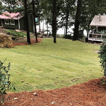 Dry River Bed Drainage/Retaining Wall/New Lawn