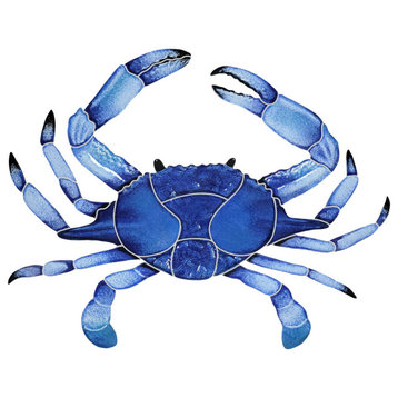 Crab Ceramic Swimming Pool Mosaic, Blue