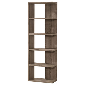 Coaster Harrison 5-Shelf 23.5" Transitional Wood Bookcase in Gray