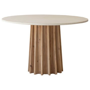 Sculpture Dining Table, White/Brown