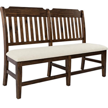 Bakersfield Dining Bench, Wire Brush Brown