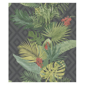 York Wallcoverings ON1628 Tropical Oasis Stripe Wallpaper Spa Blue