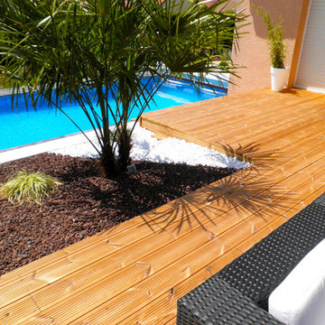 terrasse bois, piscine