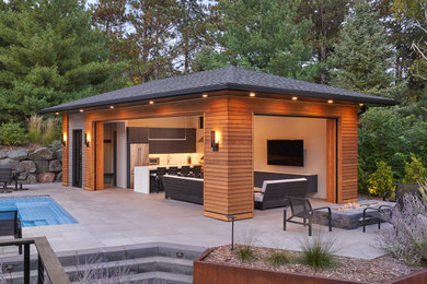 Modern Pool House & Outdoor Kitchen