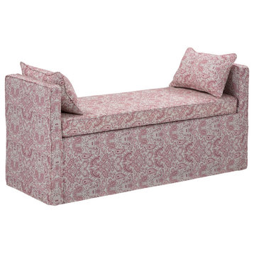 Rustic Manor Katarina Bench Upholstered, Linen, Paisley Red