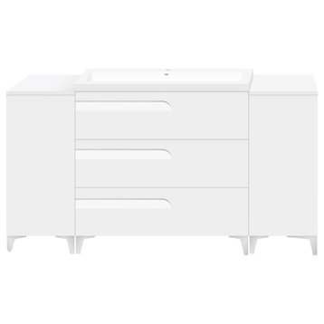 60" Freestanding White Vanity Set With Sink, LV7-C6B-60W, Style 7