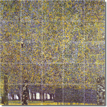 Gustave Klimt Country Painting Ceramic Tile Mural #161, 21.25"x21.25"