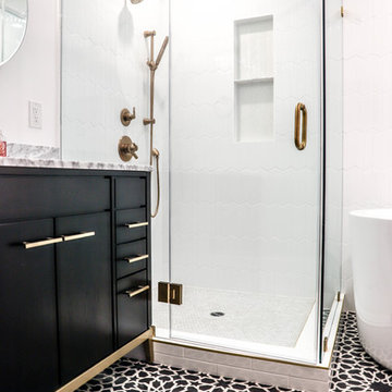 Tiled Shower & Flooring, Japanese Soaking Tub & Vanity