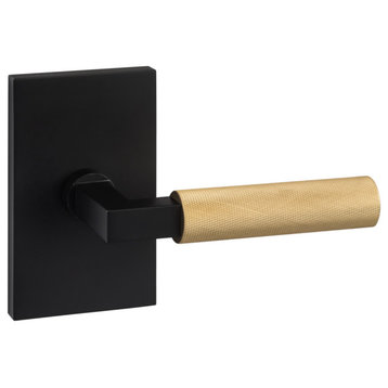 Levanto Dummy Rosette, Flat Black, Knurled Grip in Satin Brass