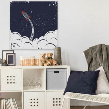 "Spaceship Launch" Painting Print on Wrapped Canvas