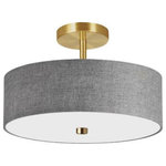 Dainolite - Dainolite 571-143SF-AGB-GRY Everly, 3 Light Semi-Flush Mount - Warranty: 1 Year Room Style: Bedroom/FoEverly 3 Light Semi- Aged Brass Grey Fabr *UL Approved: YES Energy Star Qualified: n/a ADA Certified: n/a  *Number of Lights: 3-*Wattage:60w E26 bulb(s) *Bulb Included:No *Bulb Type:E26 *Finish Type:Aged Brass