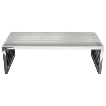 SOHO Rectangular Stainless Steel Cocktail Table  Clear, Tempered Glass Top