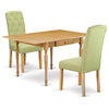 3-Piece Table Set For 2 -Small Table, 2 Parsons Chairs-Lime Green Fabric