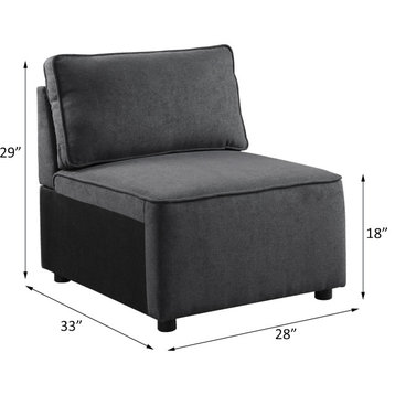 Modular Armless Chair, Gray Fabric
