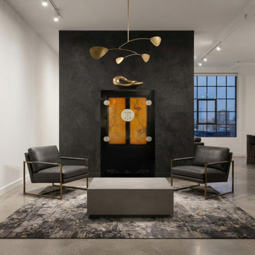 Chinese Black Orange Yellow Graphic Armoire Wardrobe Cabinet cs5775S