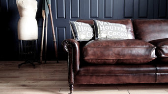 Leather re-upholstered and hand dyed George Smith sofa