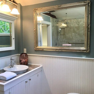 Klassische Badezimmer mit Schiebetür-Duschabtrennung Ideen, Design