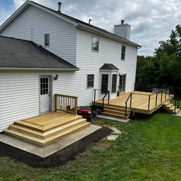 Pressure Treated Wood Deck with Cable Rail System